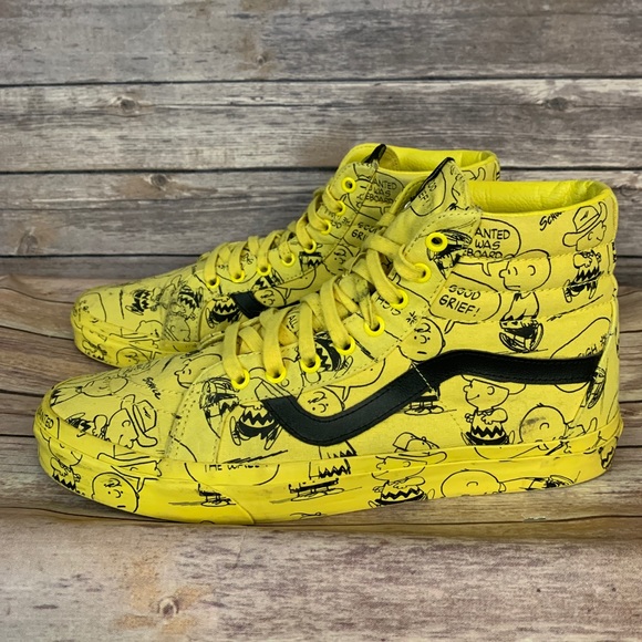 vans peanuts sk8 hi yellow